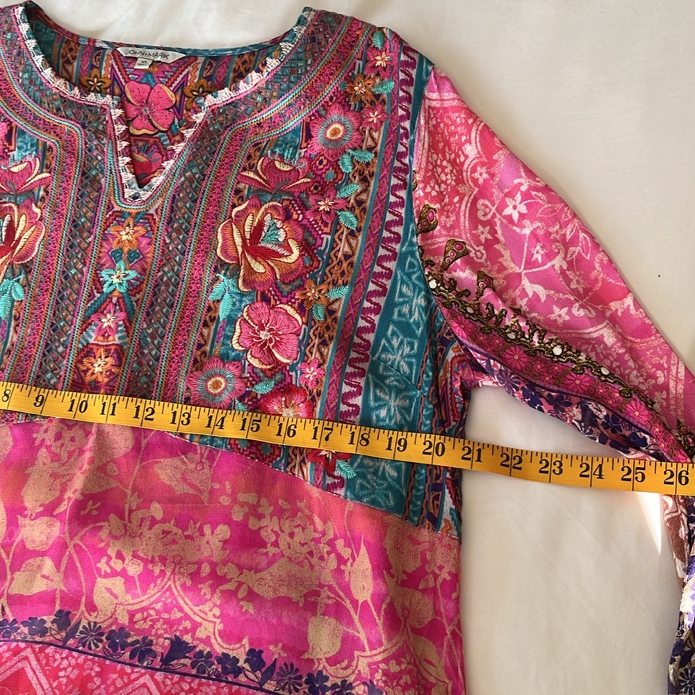 John Mark Bohemian embroidered patchwork floral p… - image 14